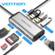 Cáp chuyển USB Type C to HDMI + USB 3.0*3 + LAN + SD + TF + Audio 3.5mm + PD (87w) Vention - THAHB